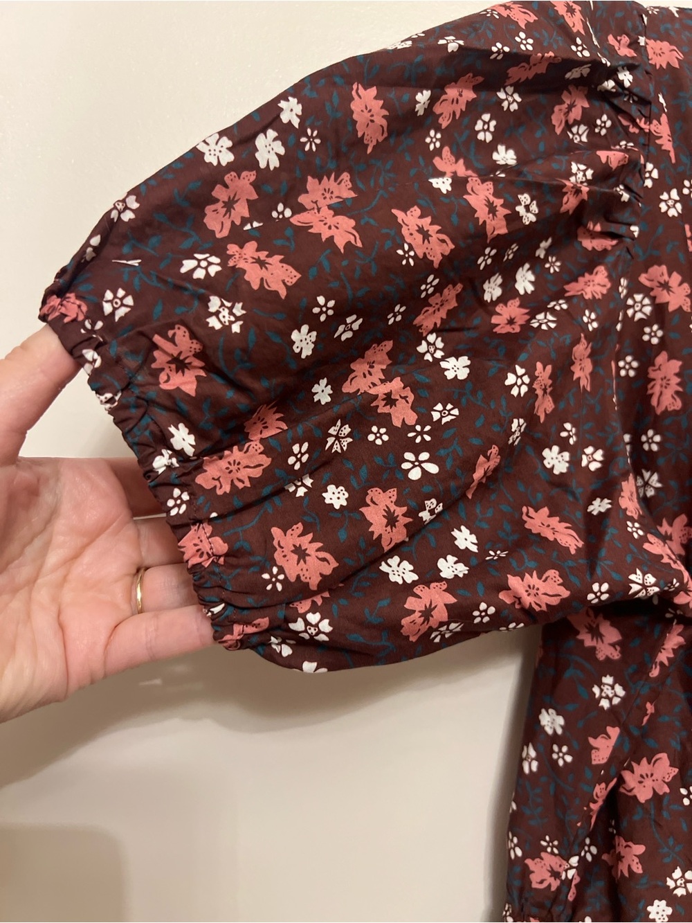 Trovata Birds of Paradis Floral Silk Cotton Midi Dress Medium Puff Sleeve Tiered - Picture 4 of 11